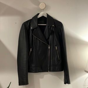 Massimo Dutti Soft Leather Biker Jacket Size L